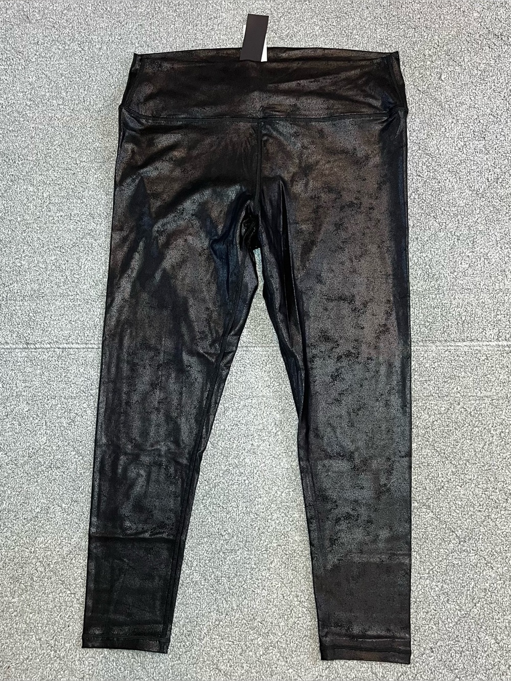 Black Tape Faux Leather Leggings Womens 1X Black Casual Pull On Pants Shiny NWT